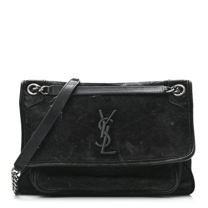 Saint Laurent Suede Monogram Medium Niki Chain Satchel Black 1 of 11