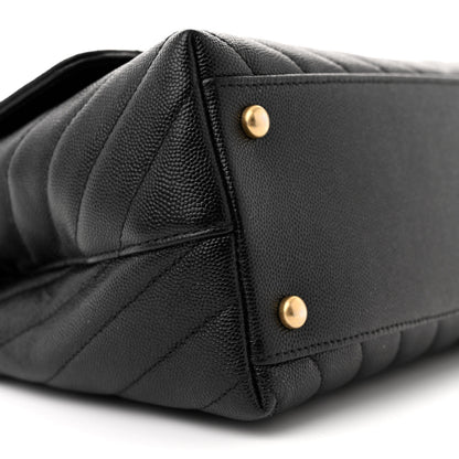 Chanel Caviar Chevron Quilted Small Coco Handle Flap Black 9 of 11