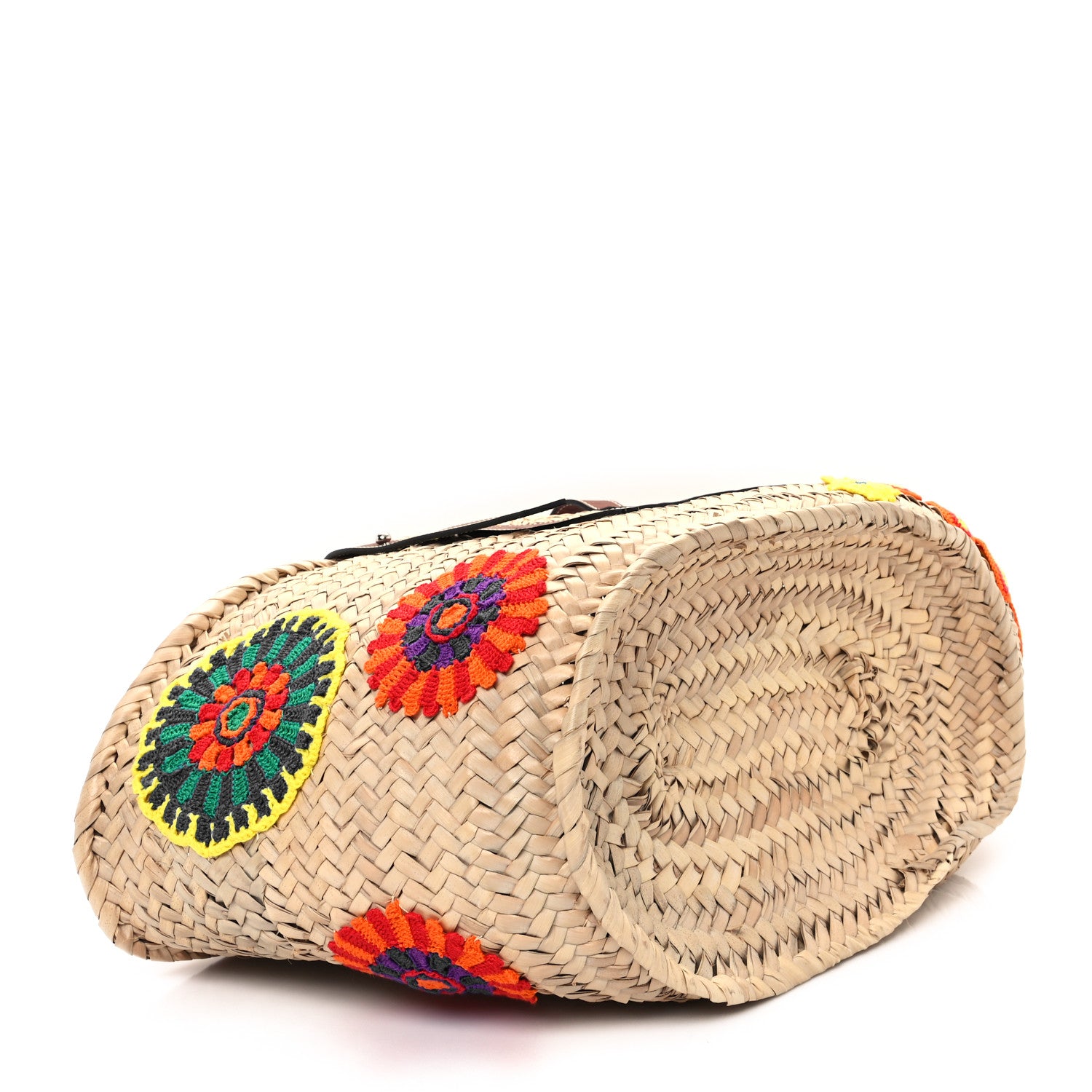 Loewe Raffia Floral Embroidered Medium Basket Tote Bag Natural Tan 4 of 11