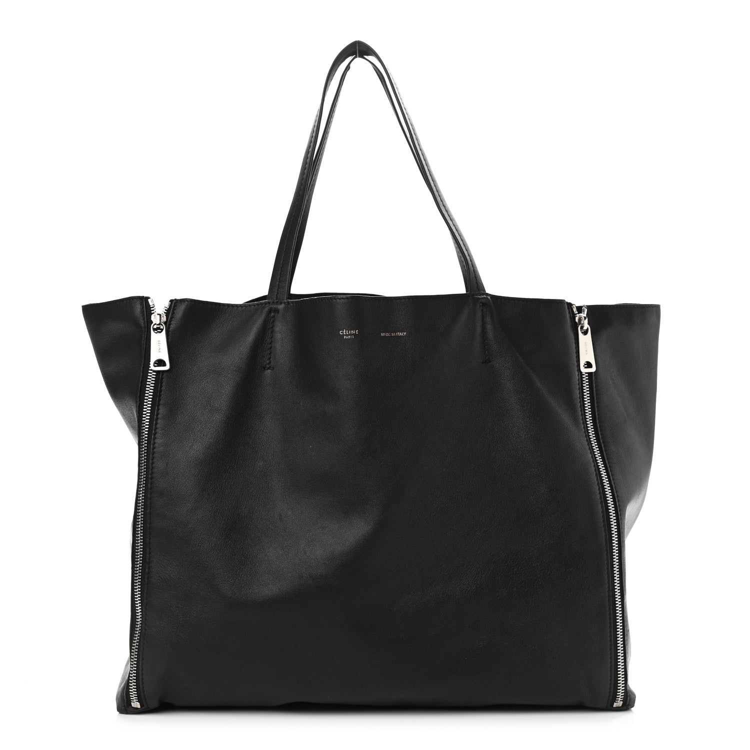 Celine Smooth Lambskin Horizontal Zipper Gusset Cabas Black 1 of 14