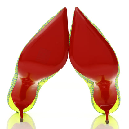 Christian Louboutin Lace Denim Gipsybootie 100 Ankle Boots Jeans 39 Fluo 6 of 12