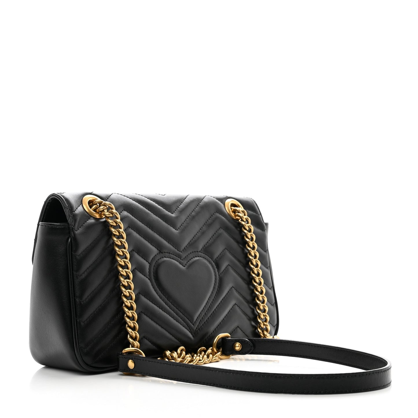Calfskin Matelasse Small GG Marmont Shoulder Bag Black