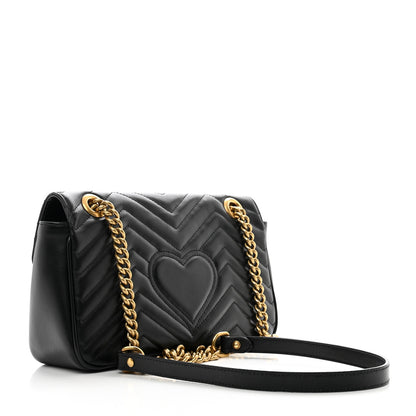 Gucci Calfskin Matelasse Small GG Marmont Shoulder Bag Black 3 of 10