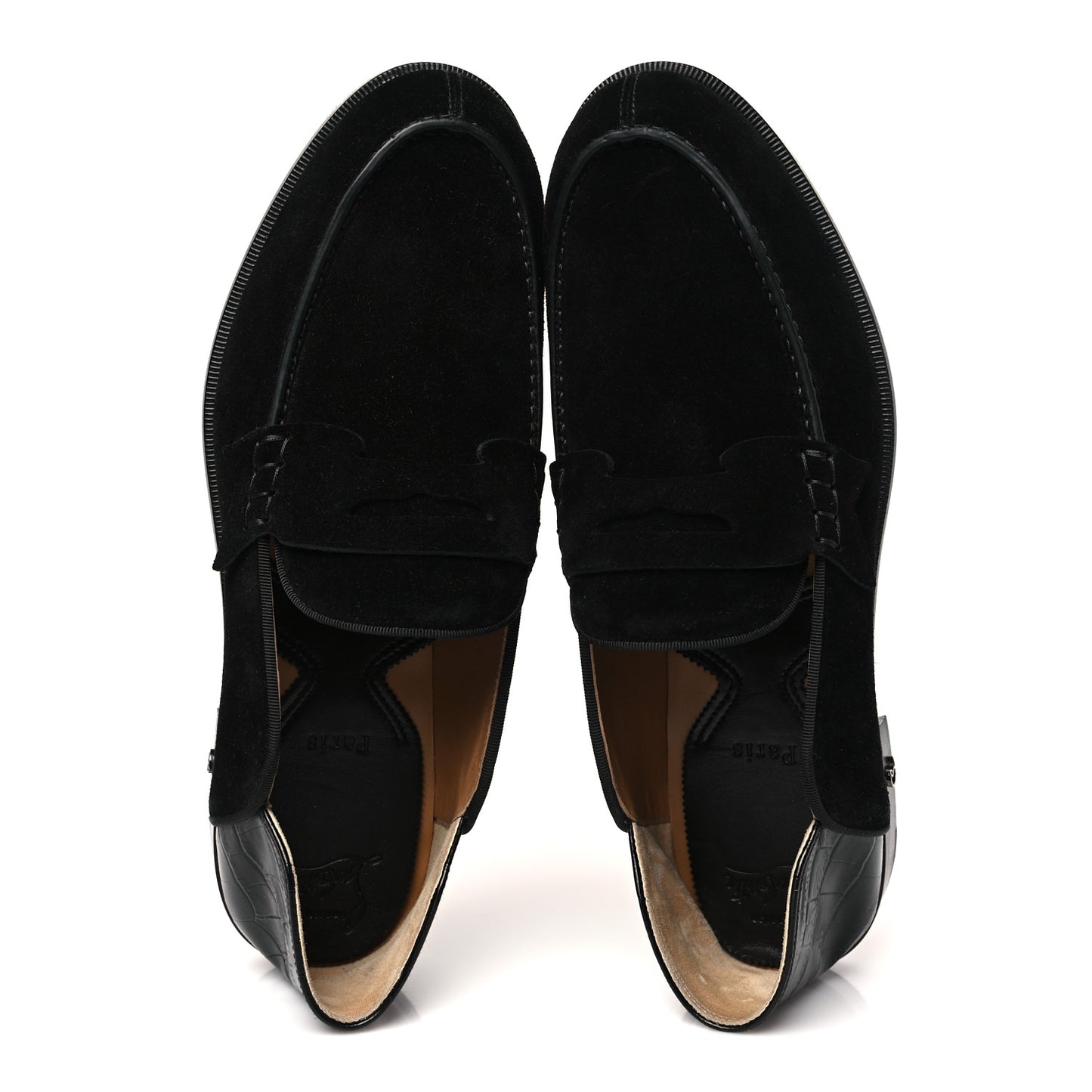 Crosta Alligator Embossed Mens Penny No Back Flat 42.5 Black