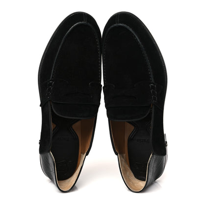 Christian Louboutin Crosta Alligator Embossed Mens Penny No Back Flat 42.5 Black 5 of 8