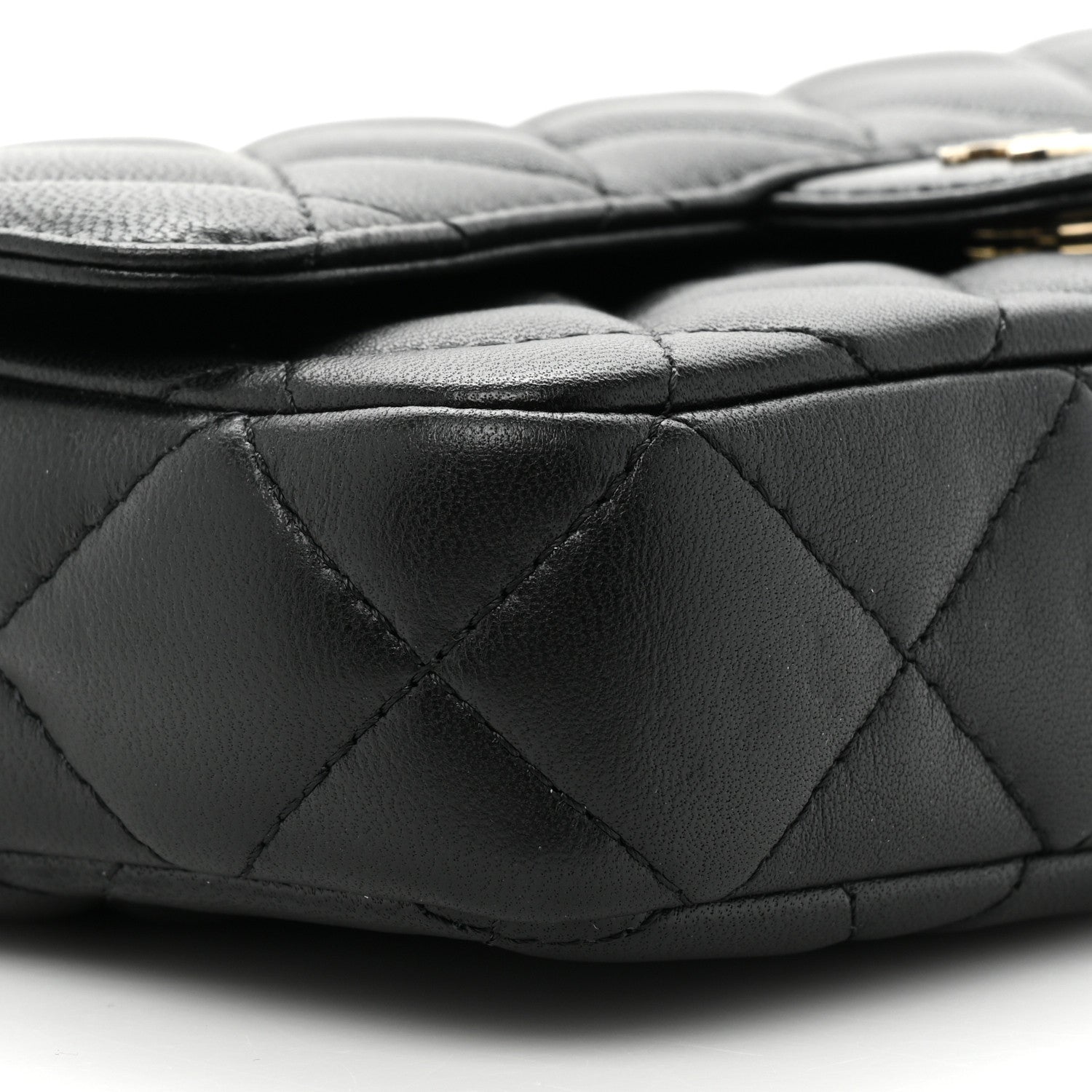 Chanel Lambskin Quilted Flap Phone Holder With Chain Black 11 of 15