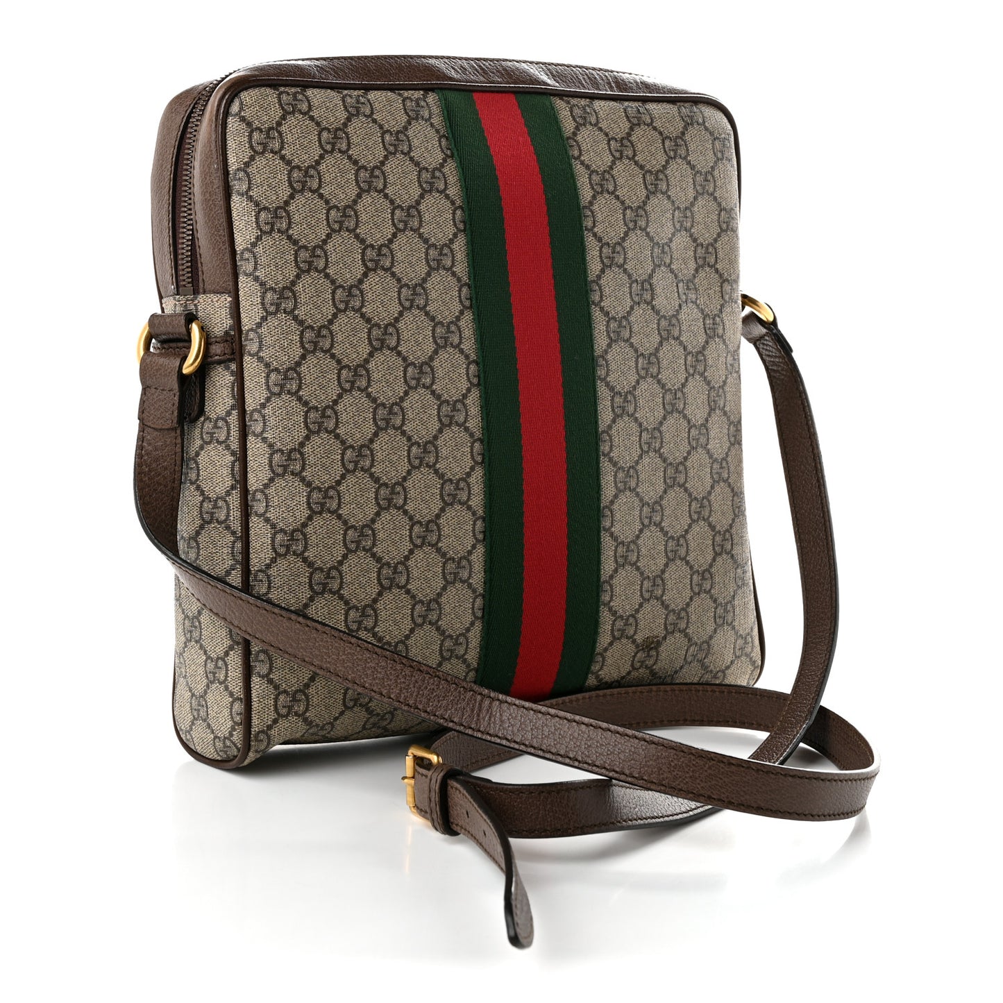 GG Supreme Monogram Web Medium Ophidia Messenger Bag Brown