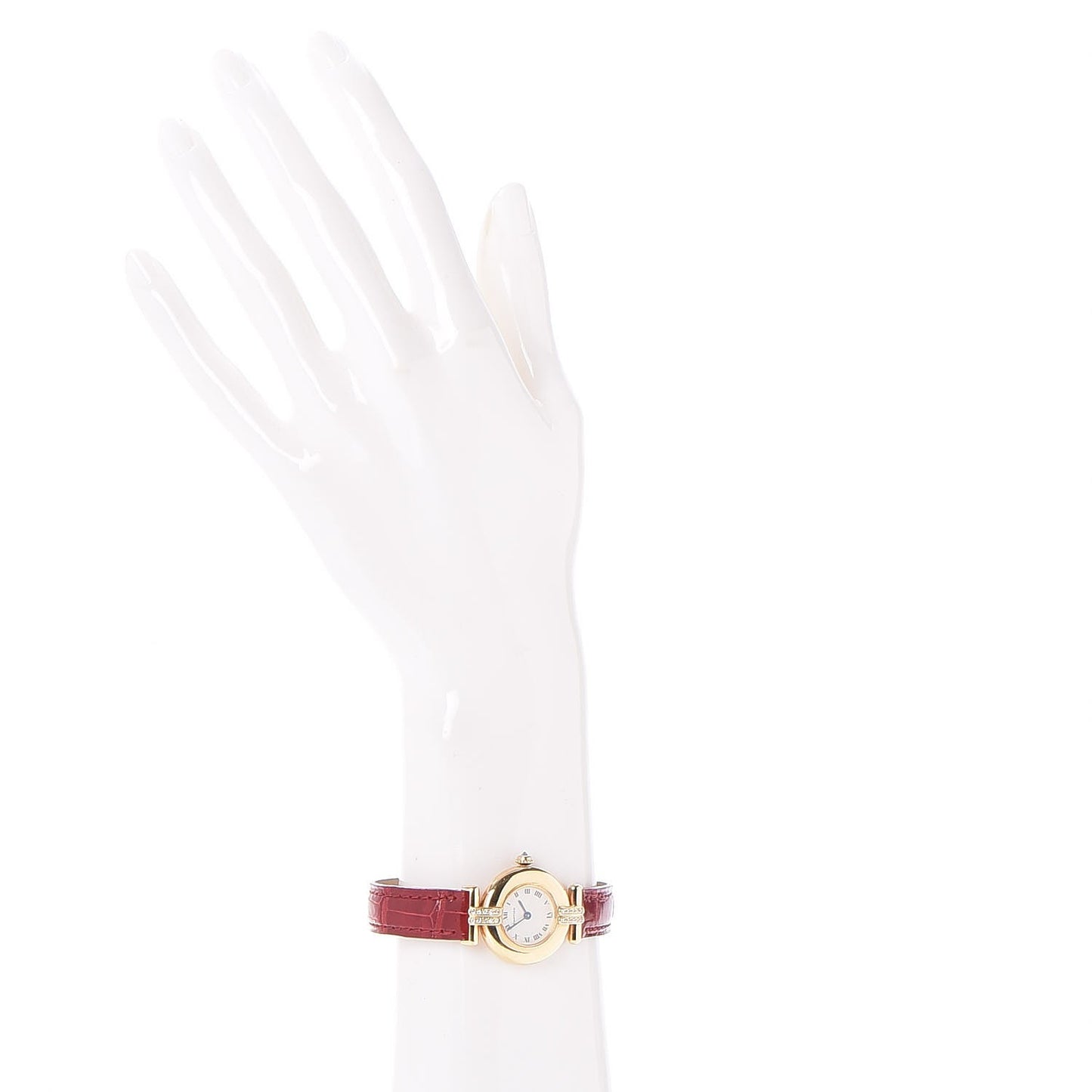 18K Yellow Gold Diamond Must de Colisee Quartz Watch Red