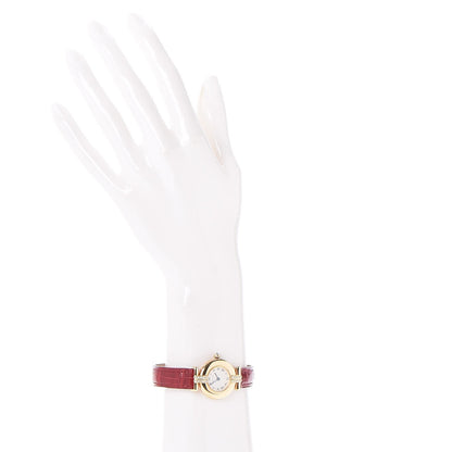 Cartier 18K Yellow Gold Diamond Must de Colisee Quartz Watch Red 2 of 8
