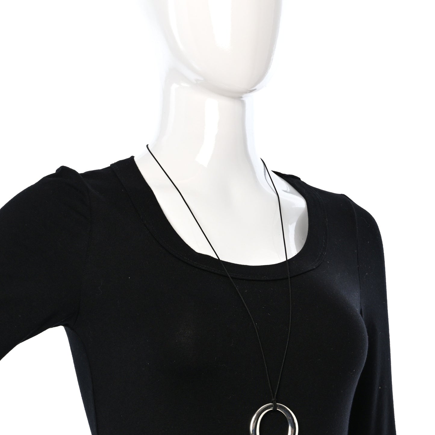 Sterling Silver Large Elsa Peretti Sevillana Pendant Cord Necklace