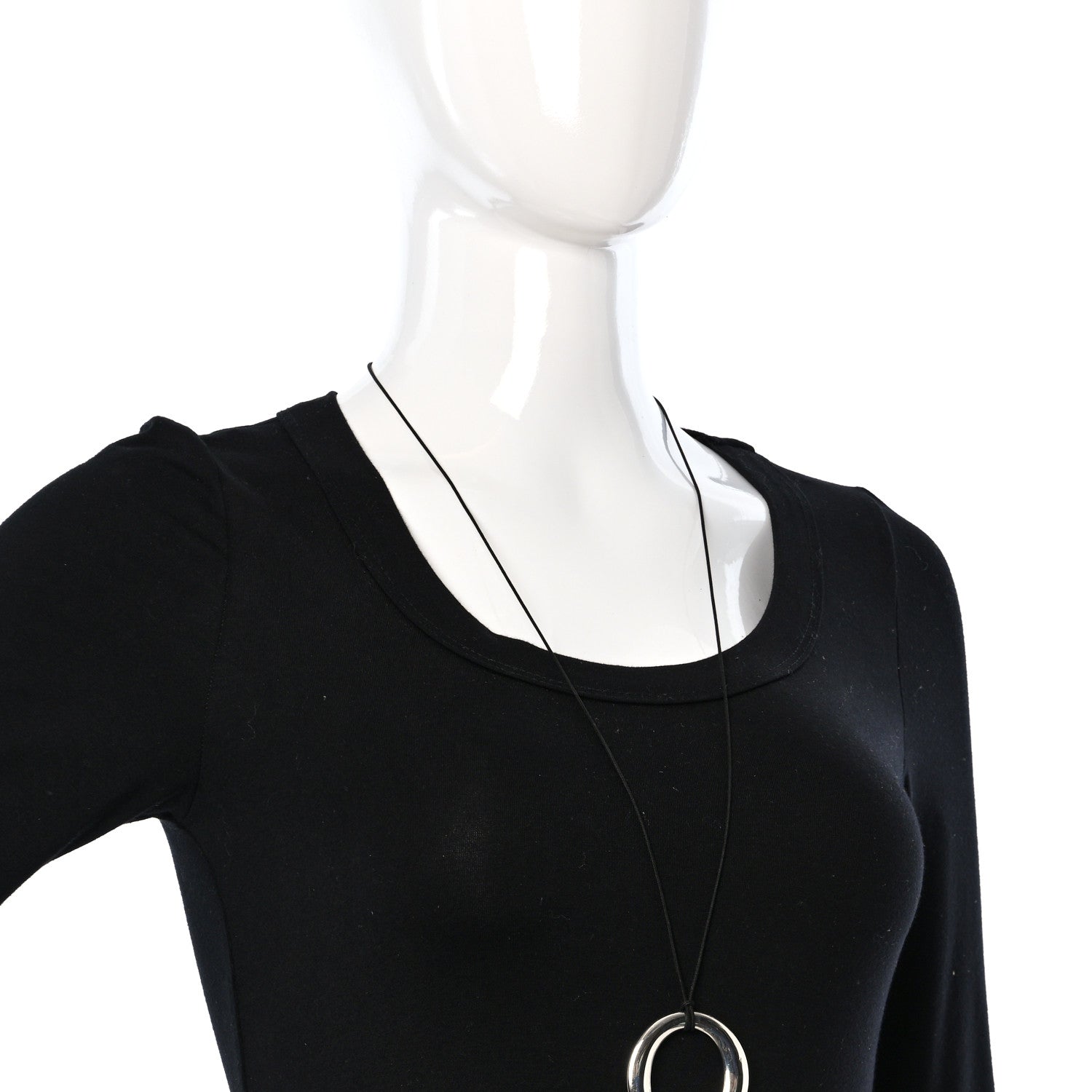 Tiffany Sterling Silver Large Elsa Peretti Sevillana Pendant Cord Necklace 2 of 4