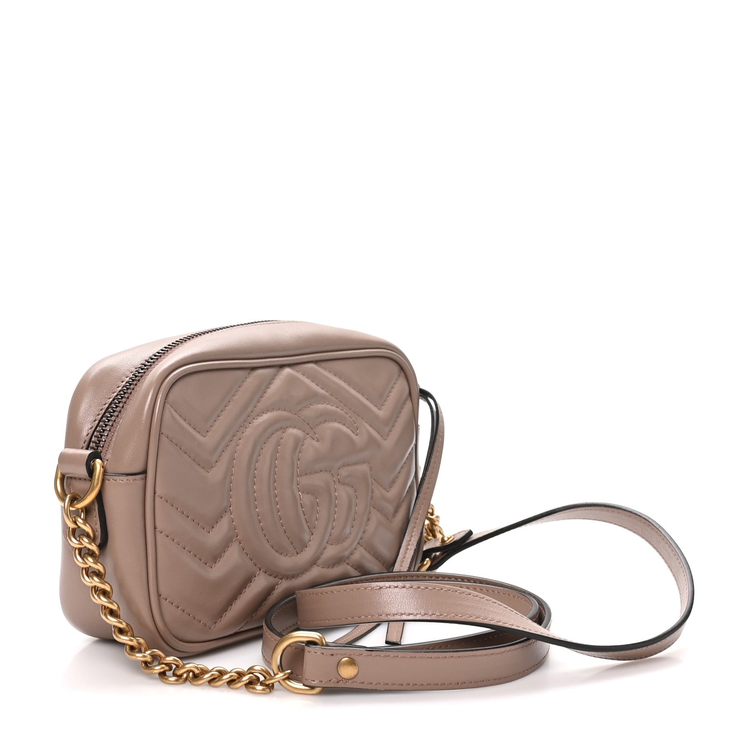 Calfskin Matelasse Mini GG Marmont Chain Shoulder Bag Porcelain Rose