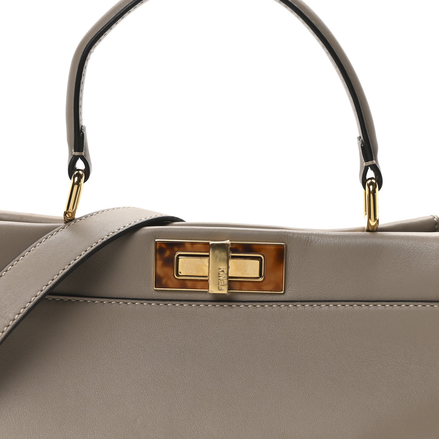 Fendi Vitello Seta Plexiglass Tortoise Medium Peekaboo Iconic Satchel Tortora 7 of 9