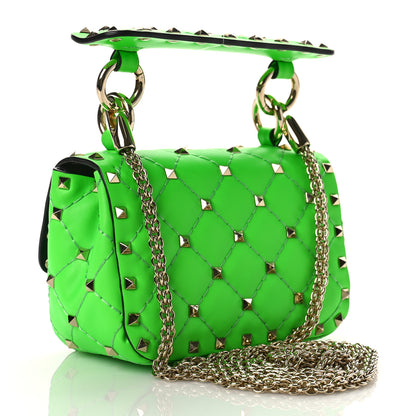 Valentino Garavani Calfskin Micro Rockstud Spike Shoulder Bag Fluo Green 3 of 8