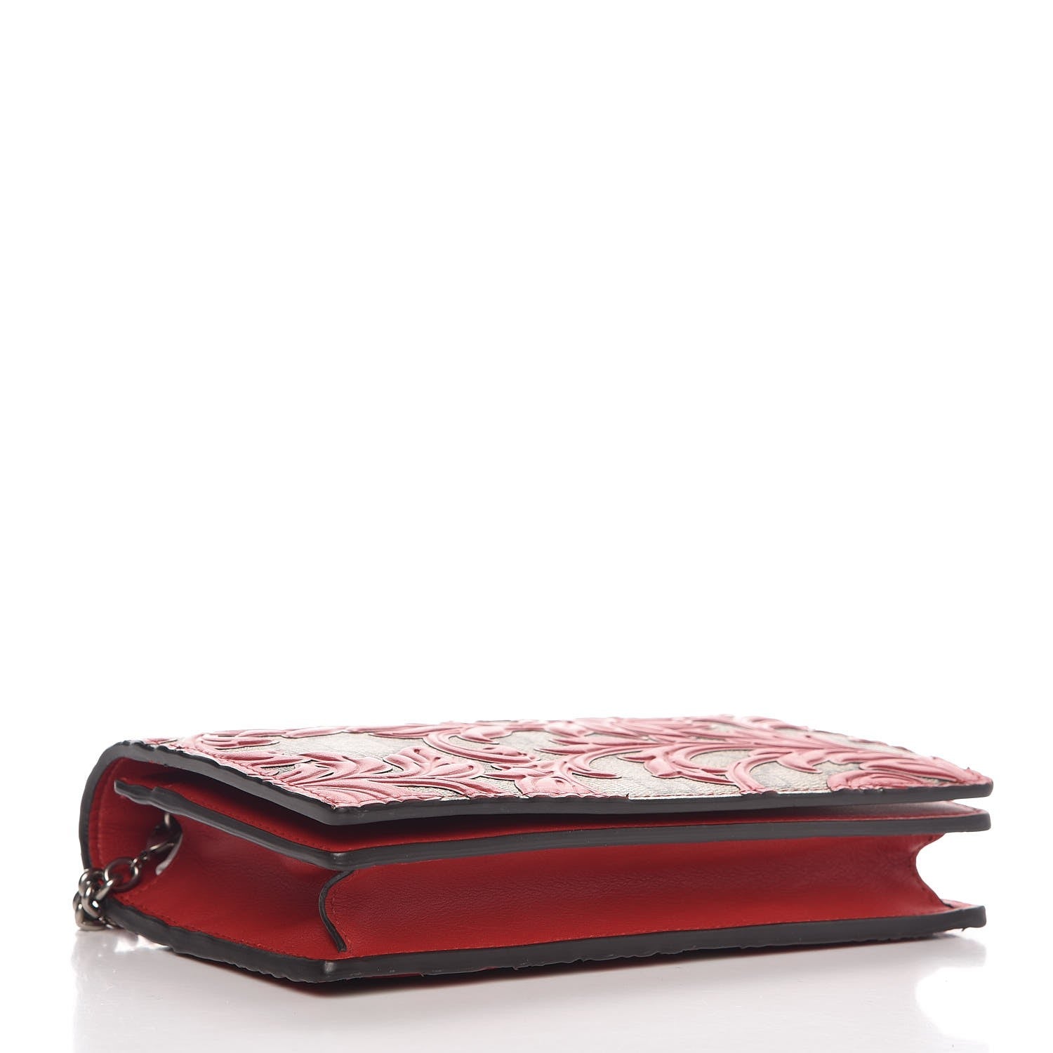 Gucci GG Supreme Monogram Arabesque Chain Wallet Hibiscus Red 4 of 6