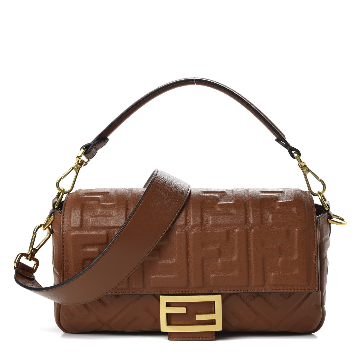 Fendi Nappa FF 1974 Embossed Baguette Coloniale 1 of 9