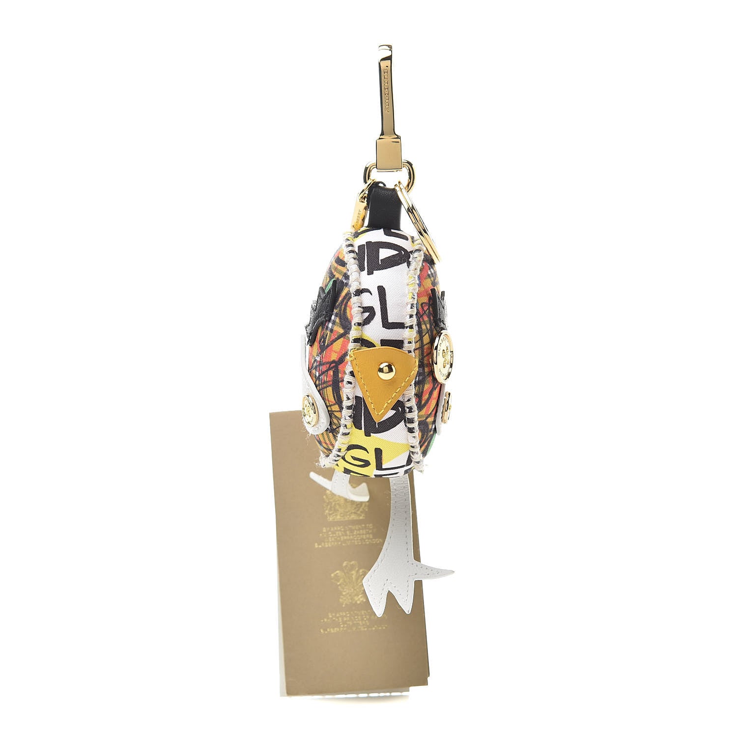 Burberry Cotton Graffiti Print Mabel Derek The Bird Bag Charm Yellow 1 of 4