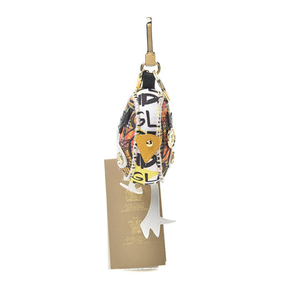 Burberry Cotton Graffiti Print Mabel Derek The Bird Bag Charm Yellow 1 of 4