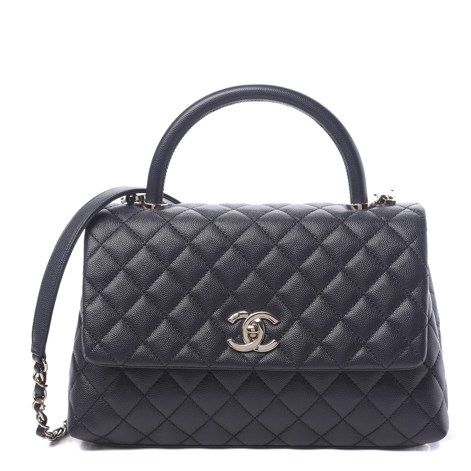 Chanel Caviar Quilted Small Coco Handle Flap Navy 1 of 11