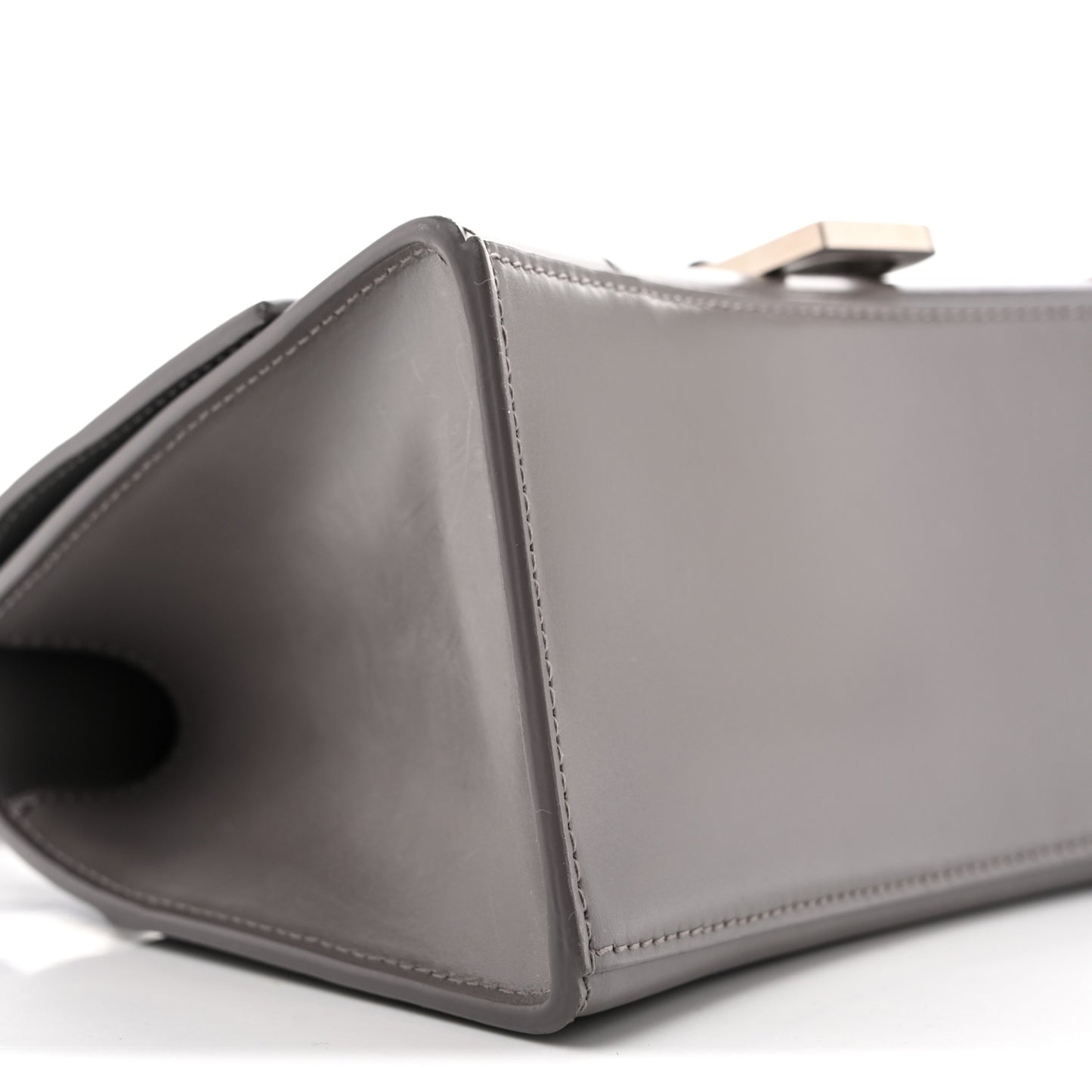 Shiny Box Calfskin Small Hourglass Top Handle Bag Dark Grey