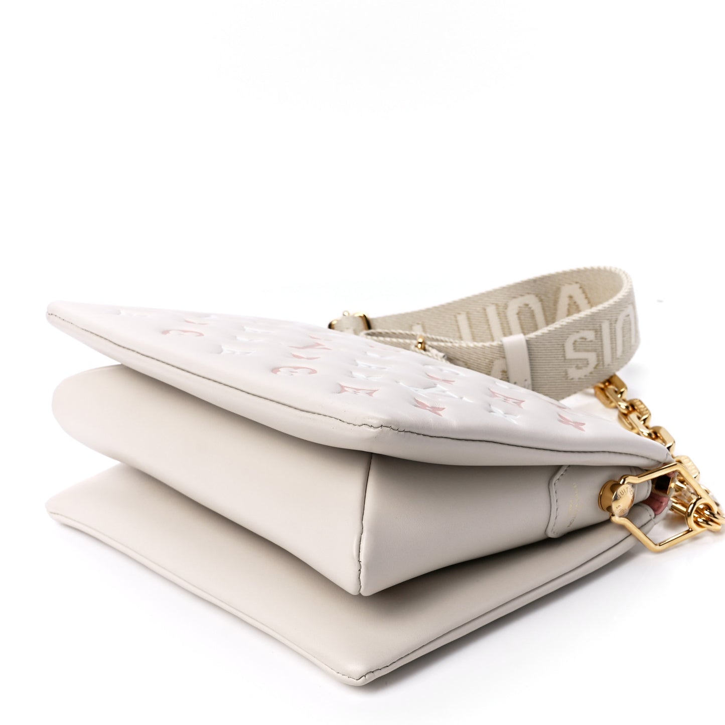 Lambskin Embossed Monogram Coussin PM Natural Creme