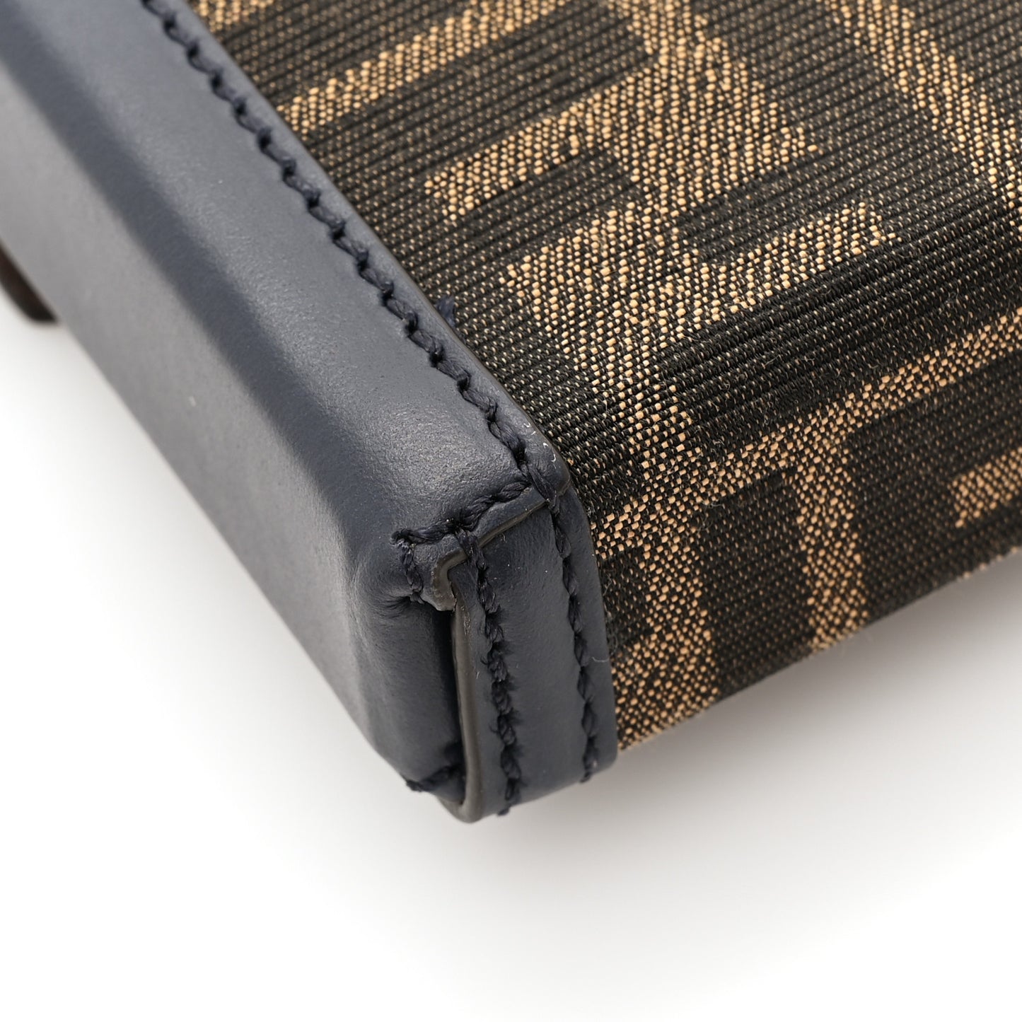 Recycled Fabric Jacquard Vitello King FF 1974 Baguette Soft Trunk Phone Pouch Tobacco Moro Notte