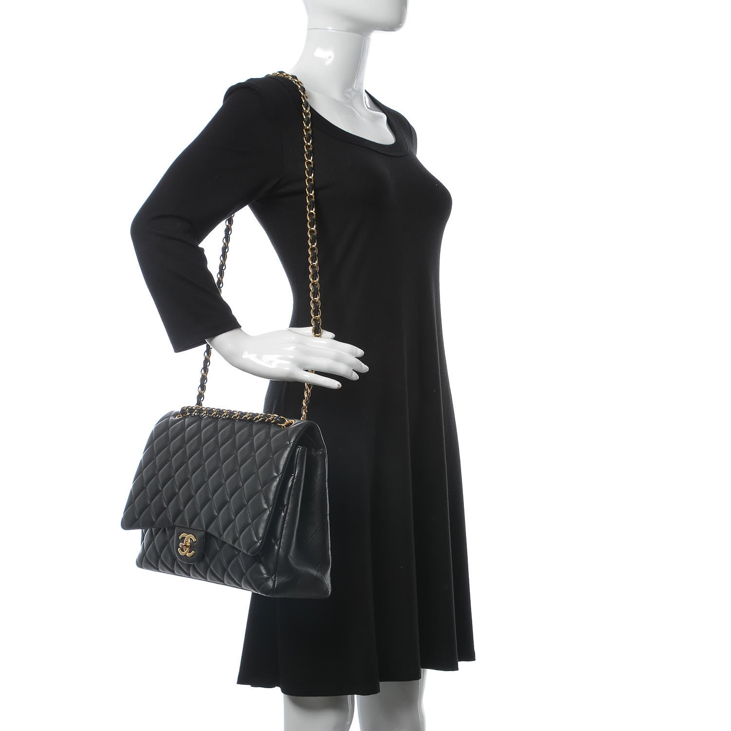 Chanel Lambskin Quilted Maxi Double Flap Black 6 of 19