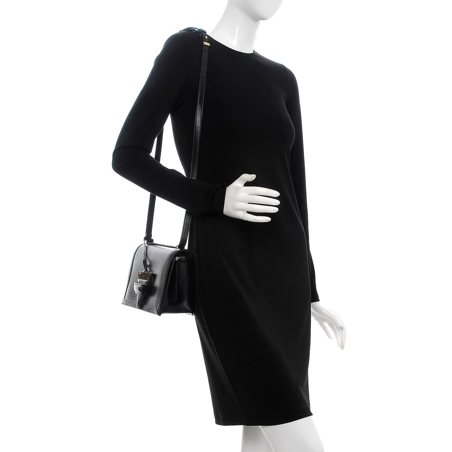 Calfskin Medium Barcelona Shoulder Bag Black
