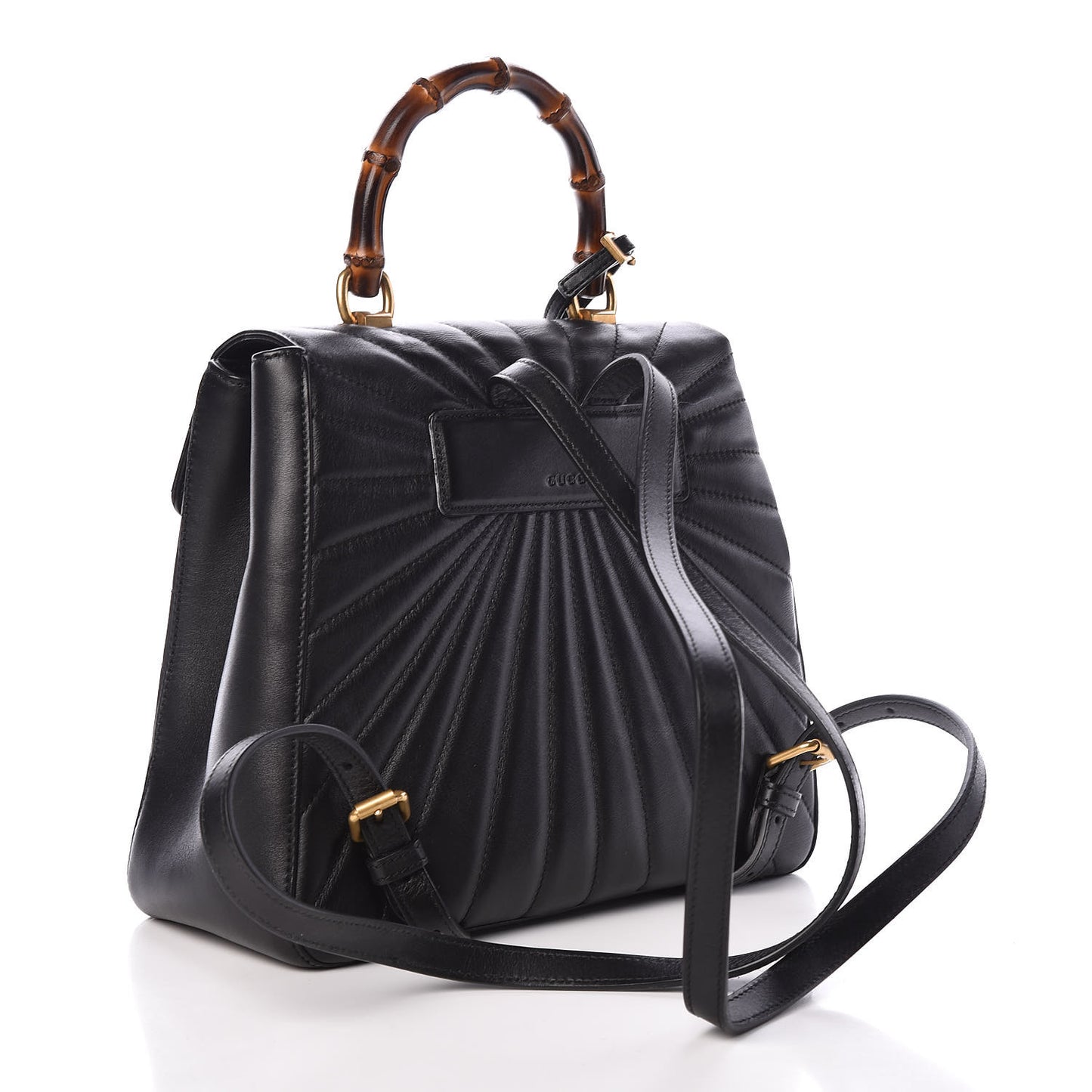 Calfskin Bamboo Trapuntata Queen Margaret Backpack Black