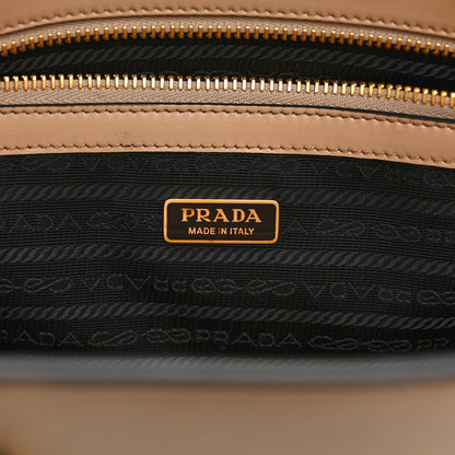 Prada Saffiano Lux Logo Embossed Large Shoulder Tote Handbag Beige 11 of 20