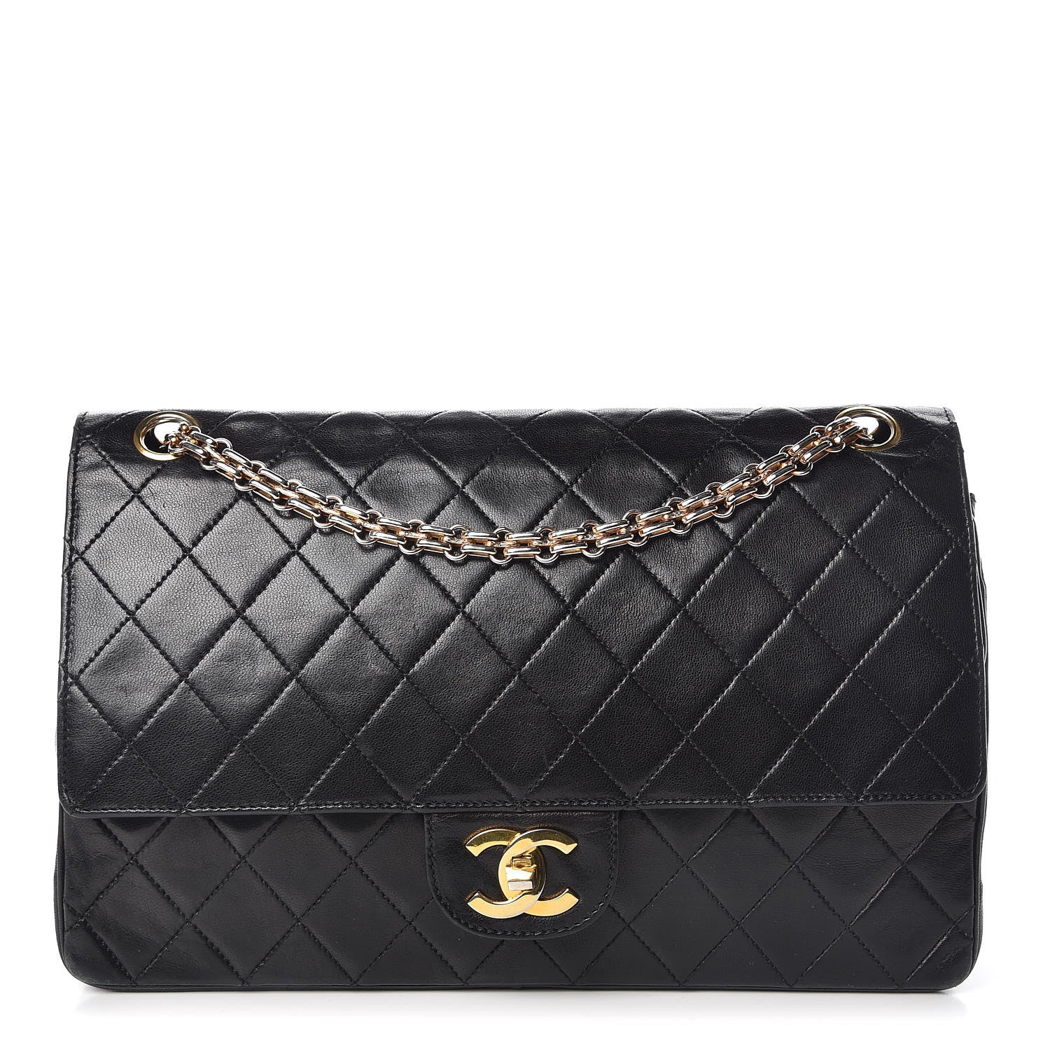 Chanel Lambskin Quilted Medium Double Flap Bijoux Chain Black 1 of 19