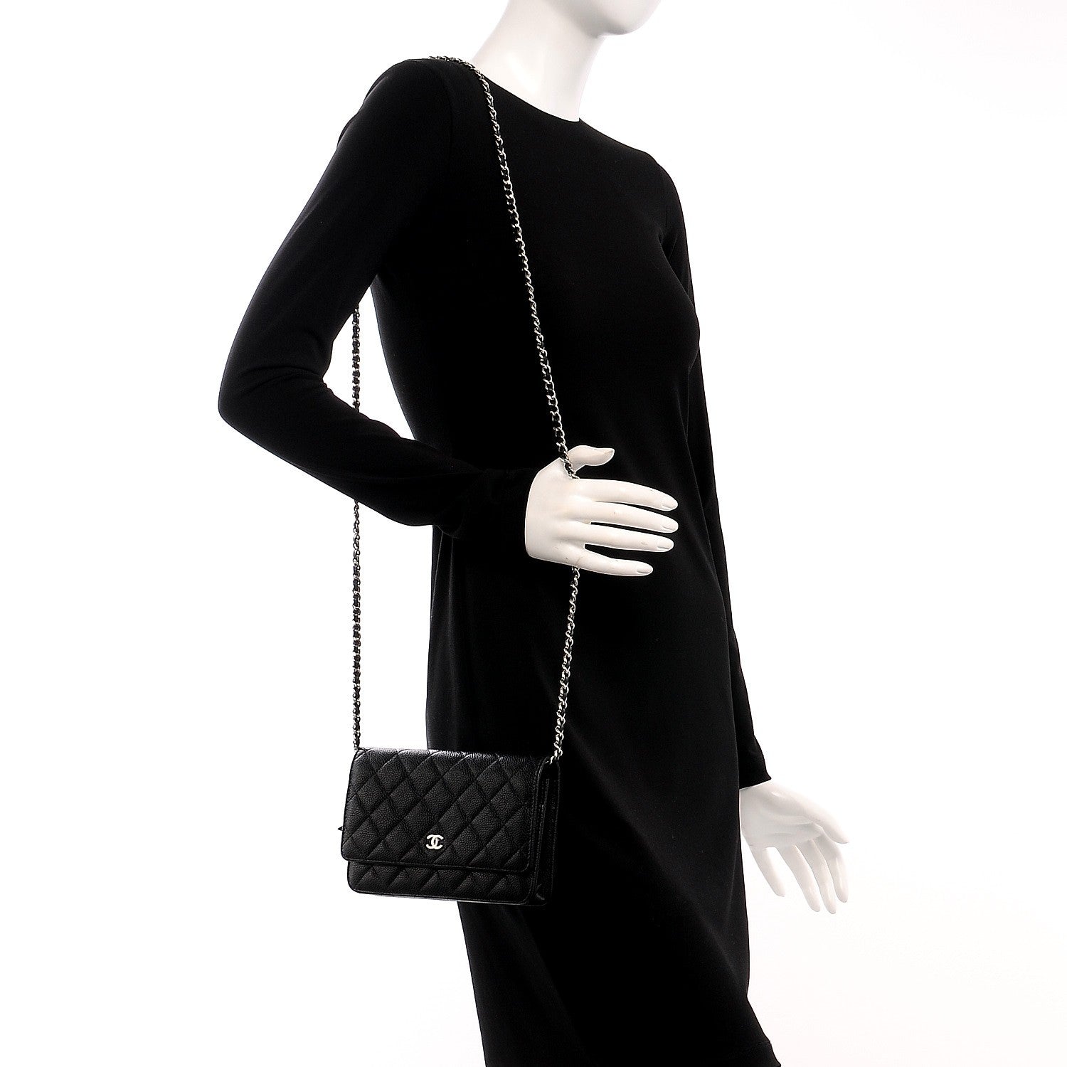 Chanel Caviar Quilted Wallet On Chain WOC Black 2 of 8