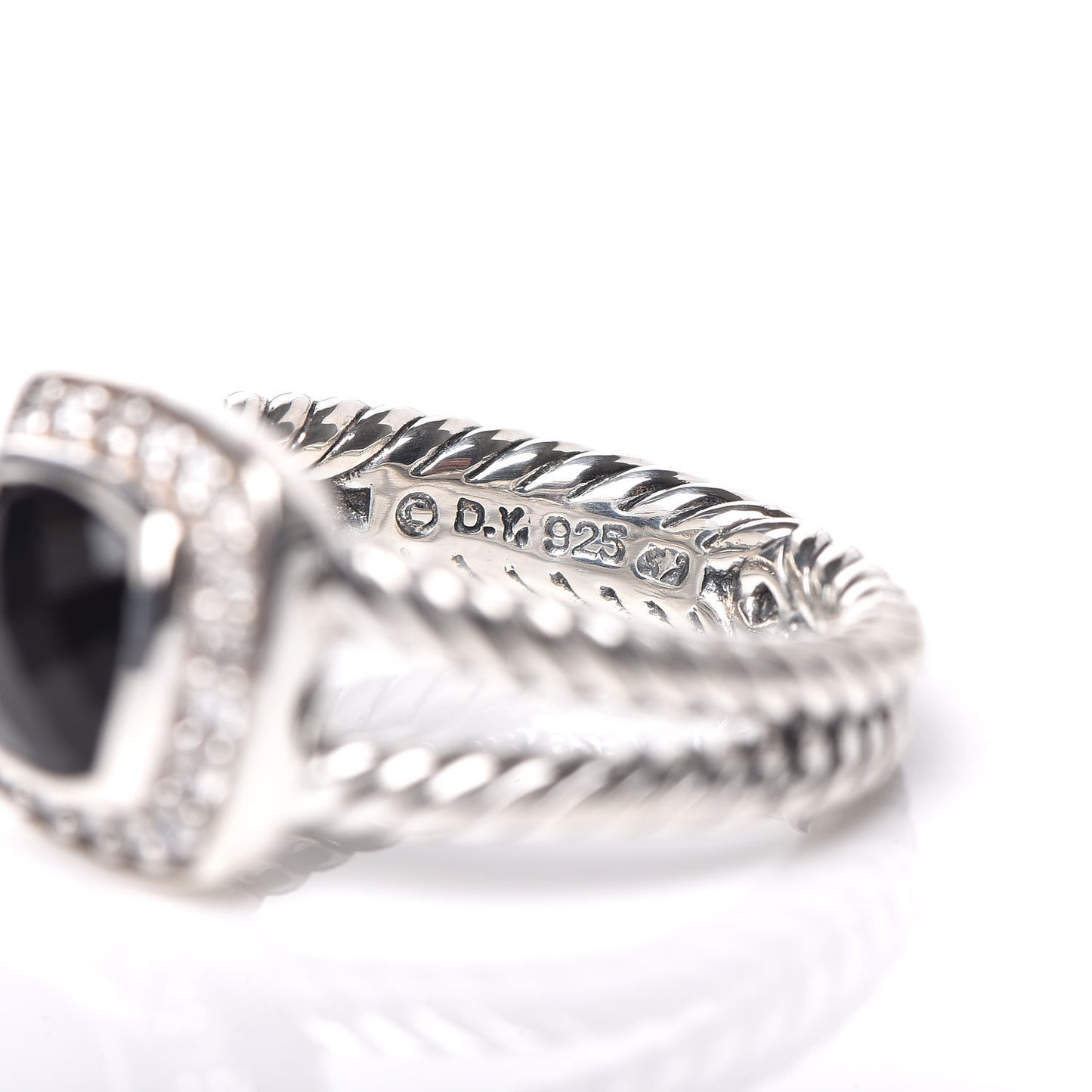 Sterling Silver Diamond Black Onyx 7mm Petite Albion Ring 50 5.5