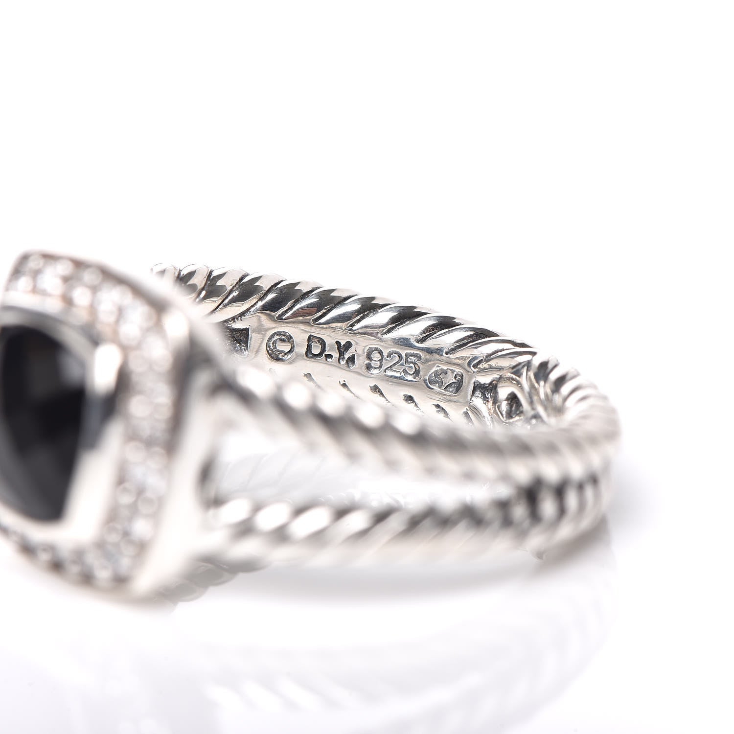 David Yurman Sterling Silver Diamond Black Onyx 7mm Petite Albion Ring 50 5.5 4 of 4