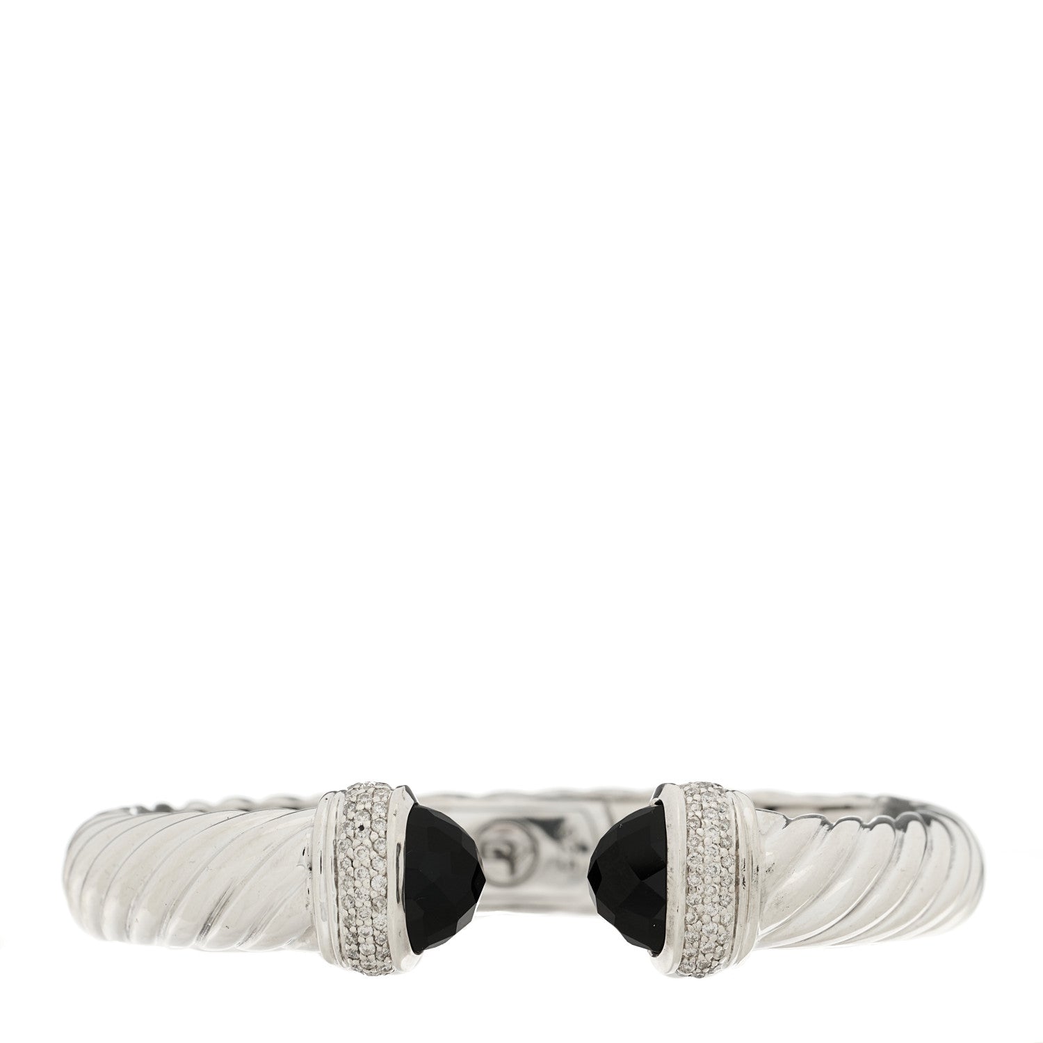 David Yurman Sterling Silver Diamond Black Onyx 10mm Waverly Bracelet 1 of 3
