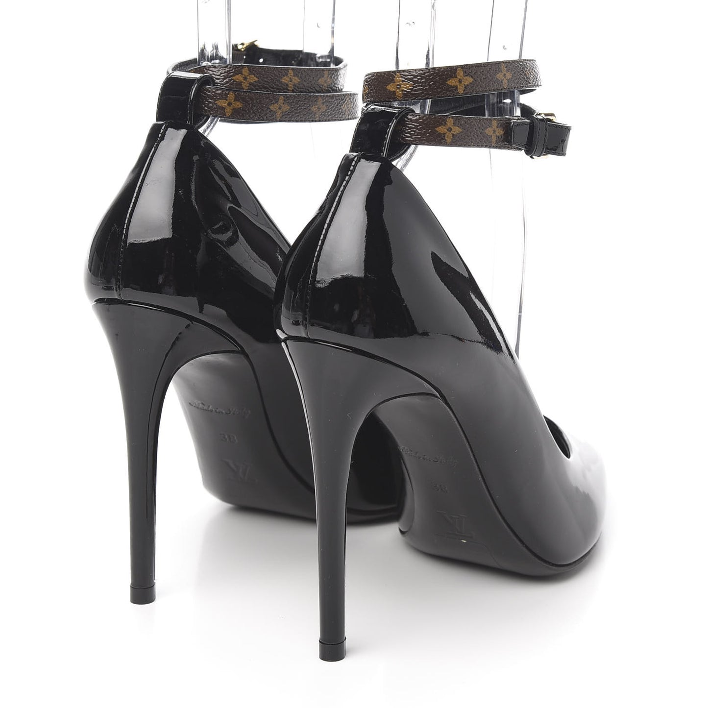 Patent Monogram Call Back Pumps 38 Black