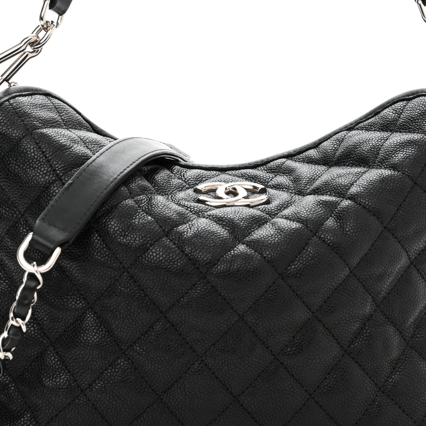 Caviar Quilted French Riviera Hobo Black
