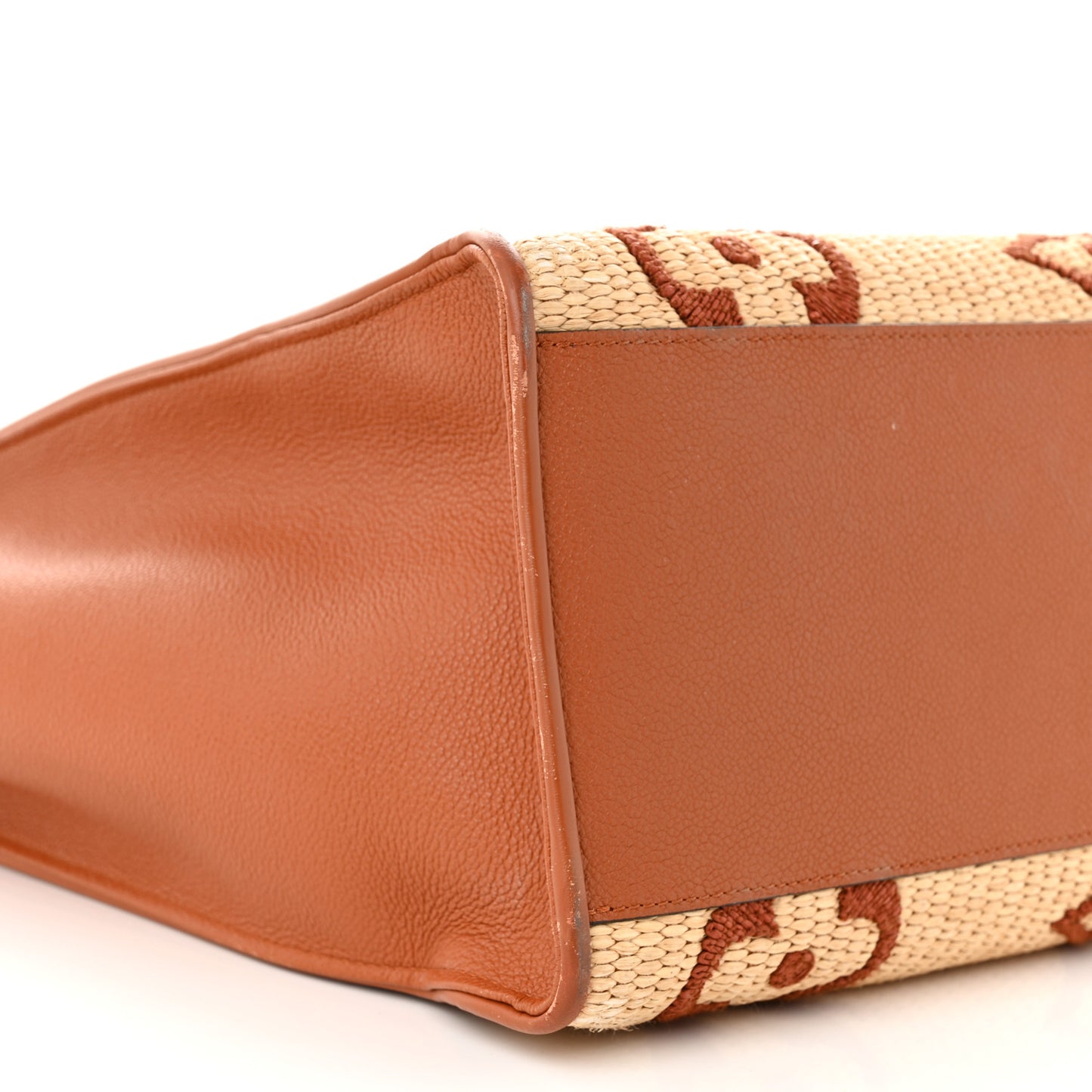 Raffia Calfskin Monogram Giant Onthego GM Tan
