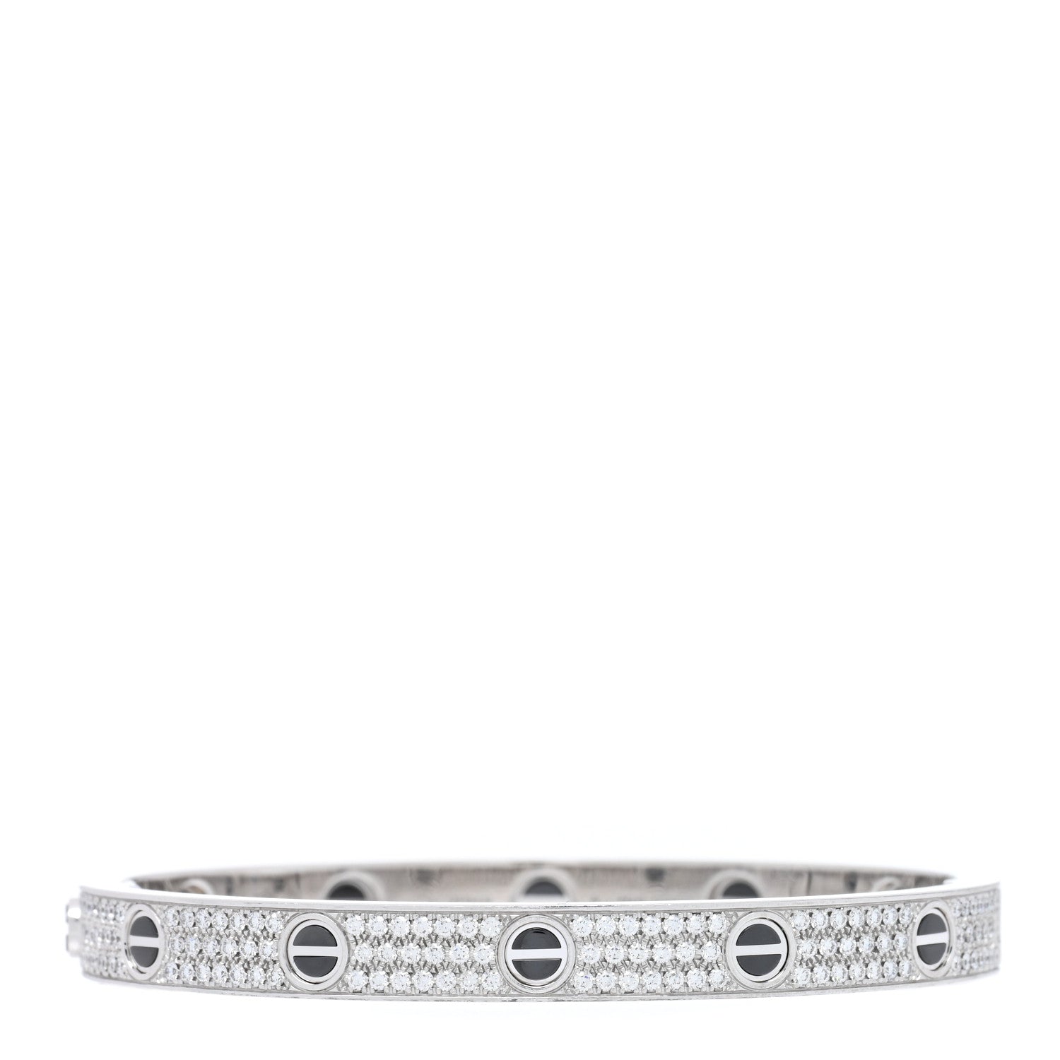Cartier 18K White Gold Diamond Ceramic LOVE Paved Bracelet 18 1 of 4