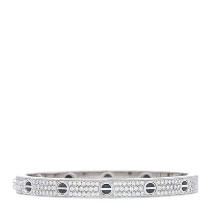 Cartier 18K White Gold Diamond Ceramic LOVE Paved Bracelet 18 1 of 4