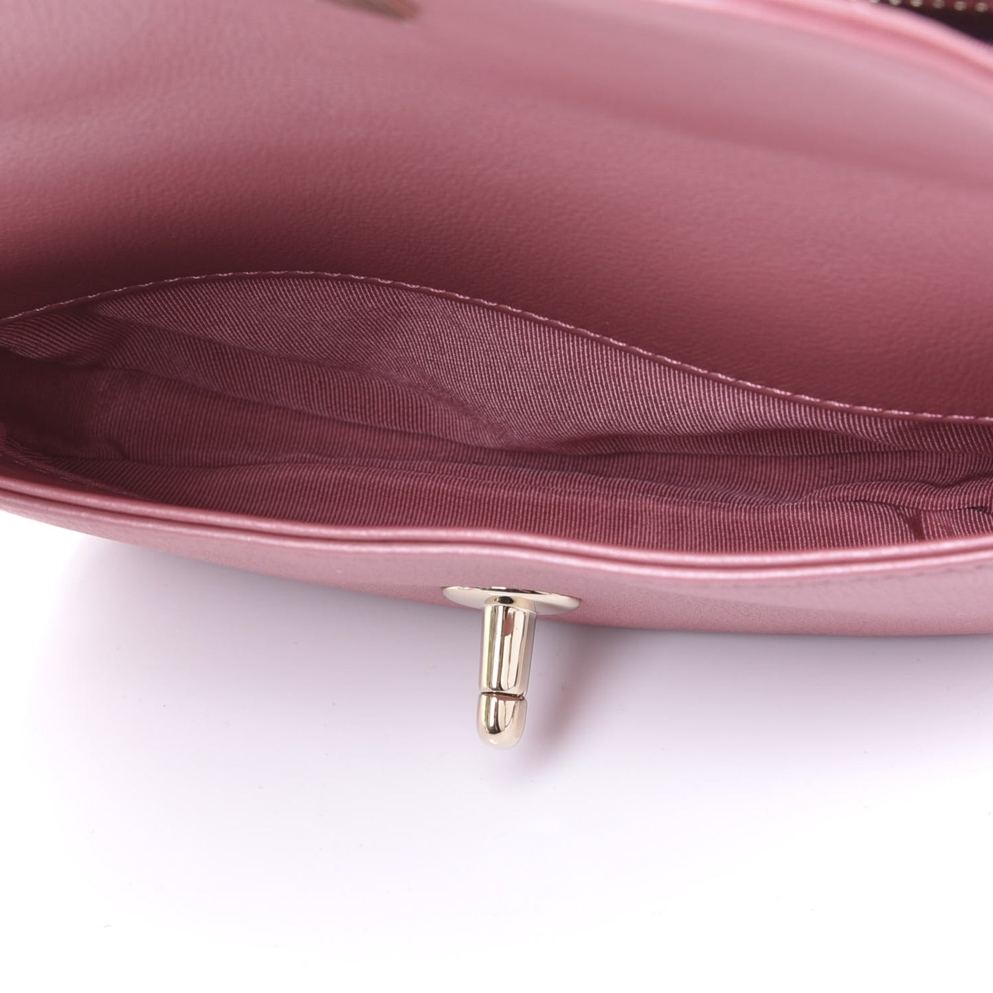 Metallic Calfskin Flap Chain Waist Bag Pink
