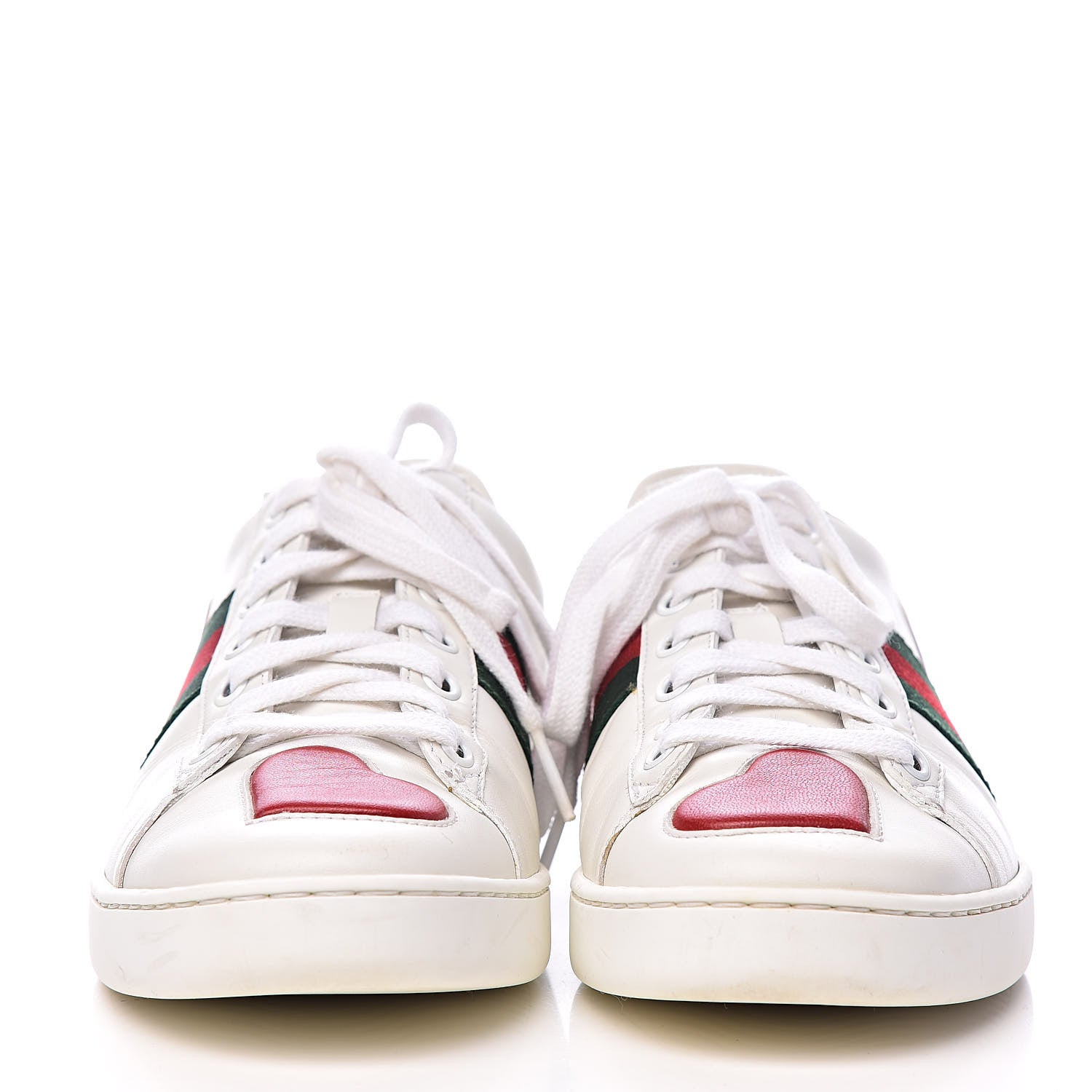 Gucci Calfskin Web Heart Embroidered Womens Ace Sneakers 37 White 2 of 13