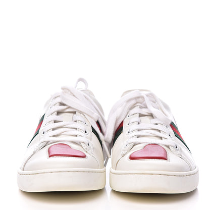 Gucci Calfskin Web Heart Embroidered Womens Ace Sneakers 37 White 2 of 13