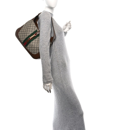 Gucci GG Supreme Monogram Azalea Calfskin Web Medium Jackie 1961 Hobo Beige Ebony Brown Sugar 2 of 11