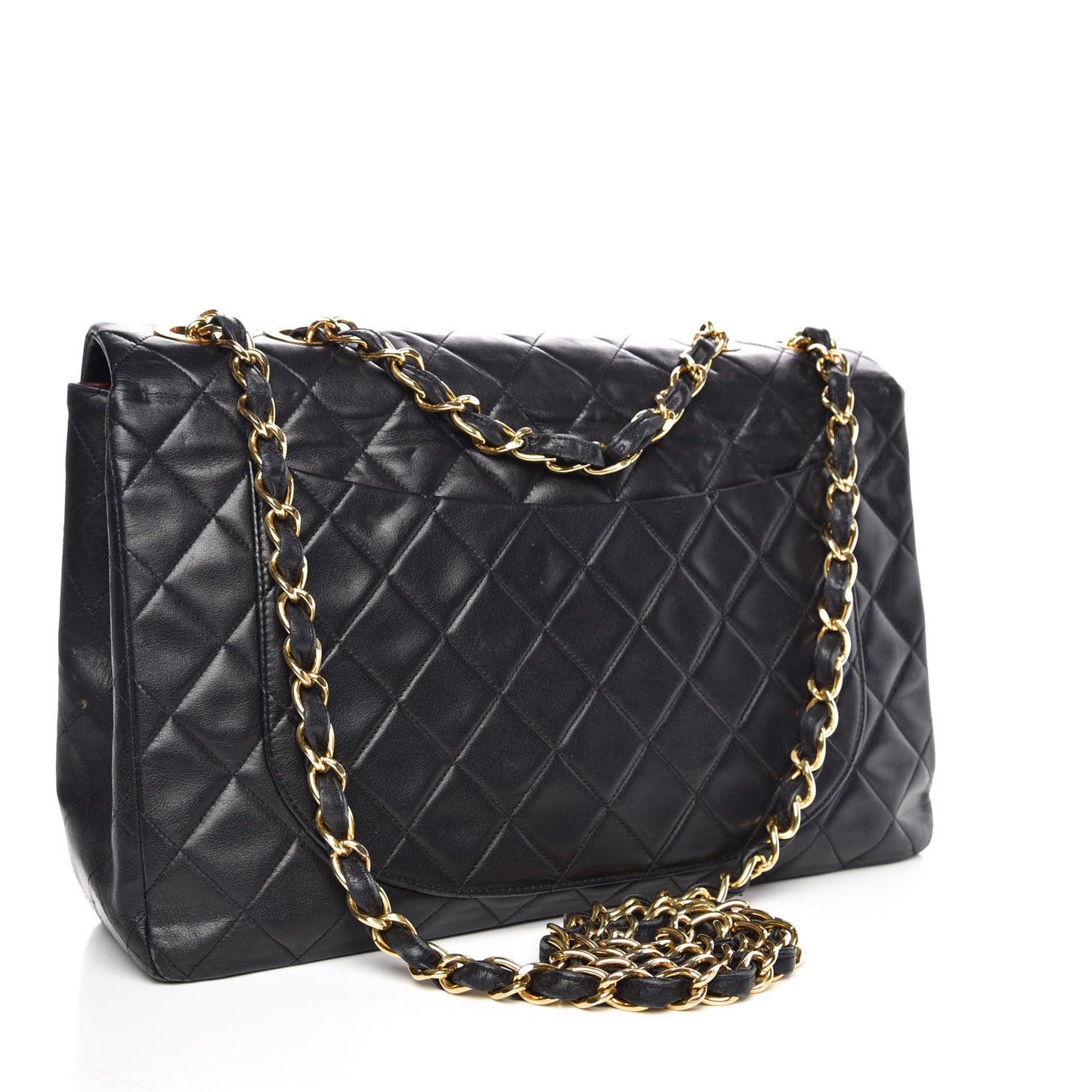 Lambskin Quilted XL Jumbo Single Flap Black