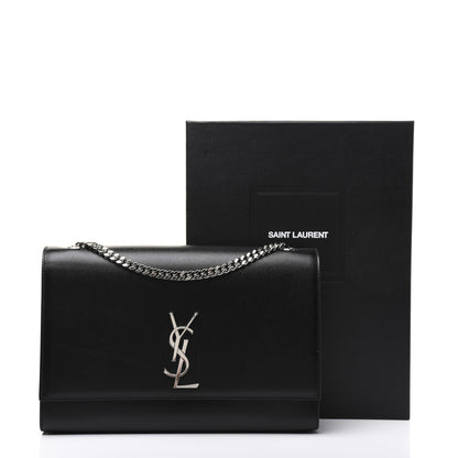 Saint Laurent Grain De Poudre Large Classic Monogram Kate Satchel Black 15 of 15