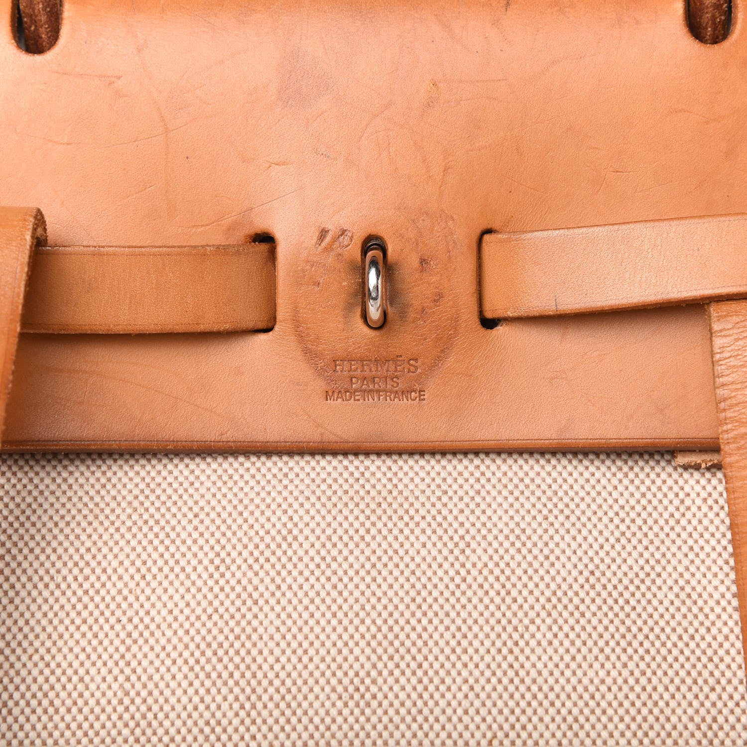 Hermes Toile Vache Calfskin Herbag 30 PM Backpack Natural 9 of 10