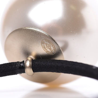 Chanel Pearl CC Hair Tie Black White 5 of 5