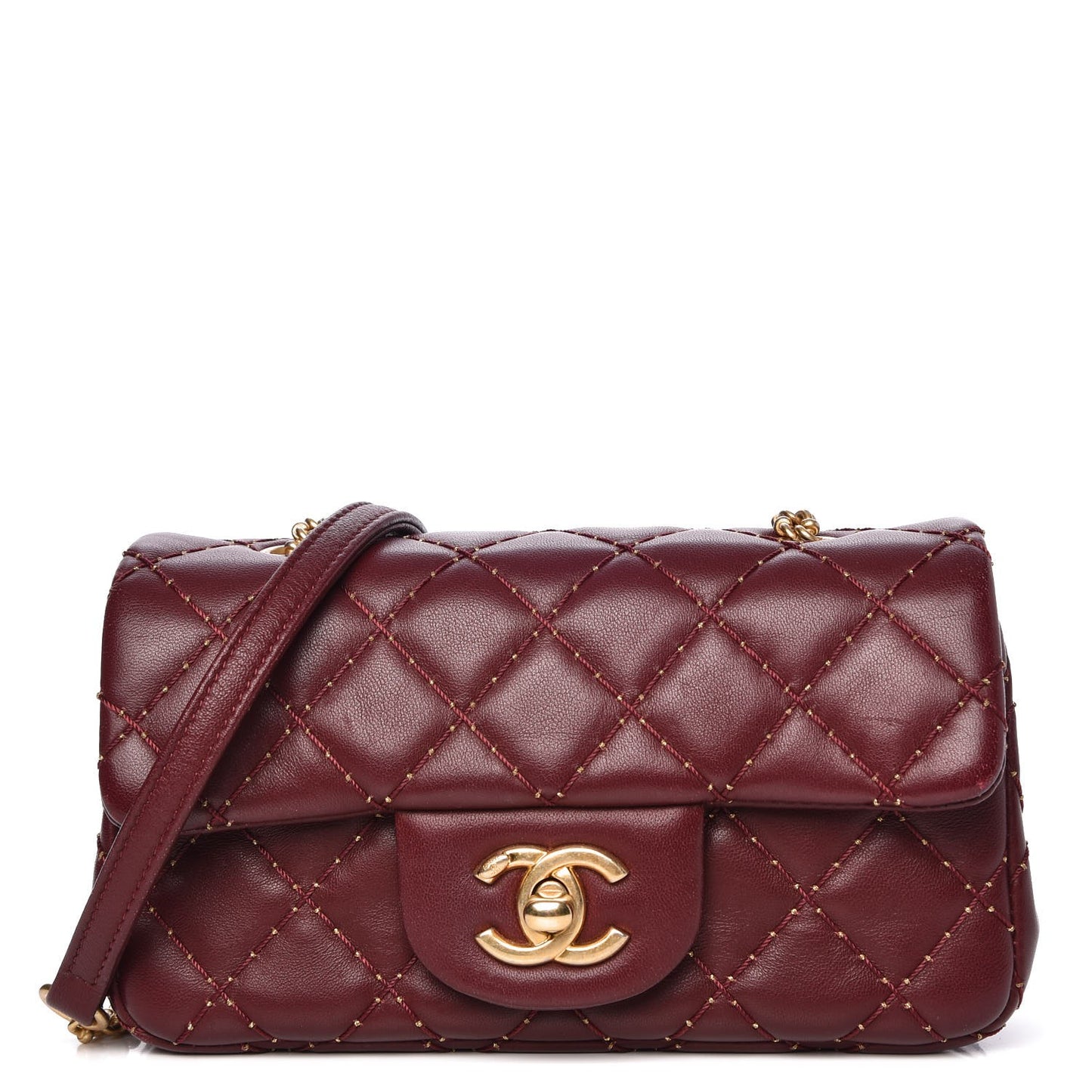Lambskin Quilted Extra Mini Studded Flap Burgundy