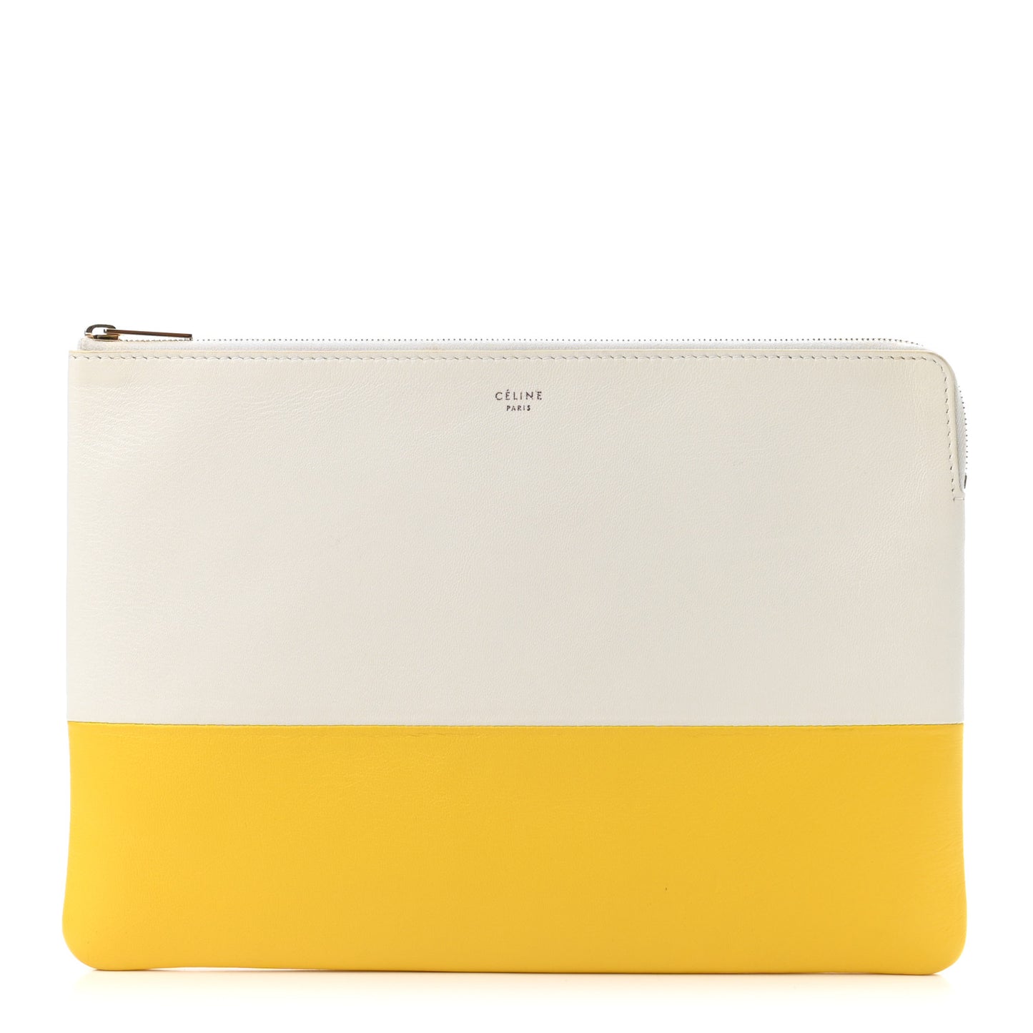 Lambskin Bi-Color Solo Clutch Pouch White Yellow